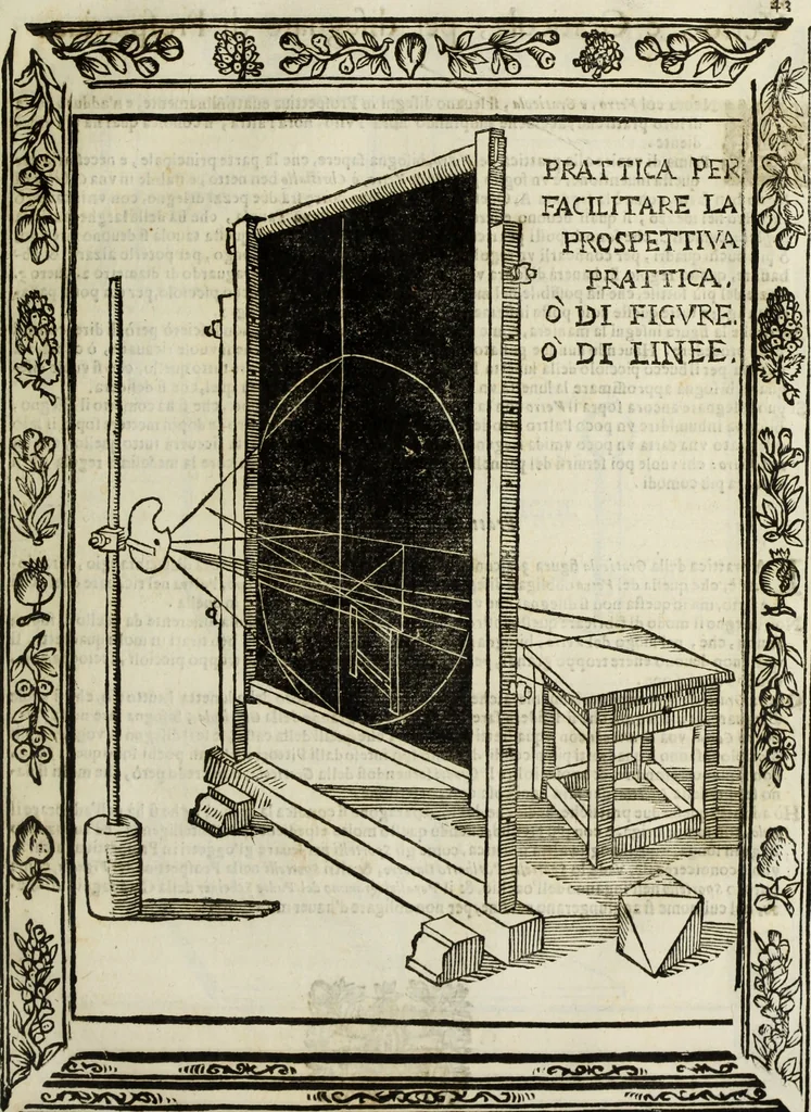 An illustration from Paradossi per pratticare la prospettiua senza saperla, fiori, per facilitare l'intelligenza, frutti, per non operare alla cieca : cognitioni necessarie à pittori, scultori, architetti, ed à qualunque si diletta di disegno, 1683, leaf 54