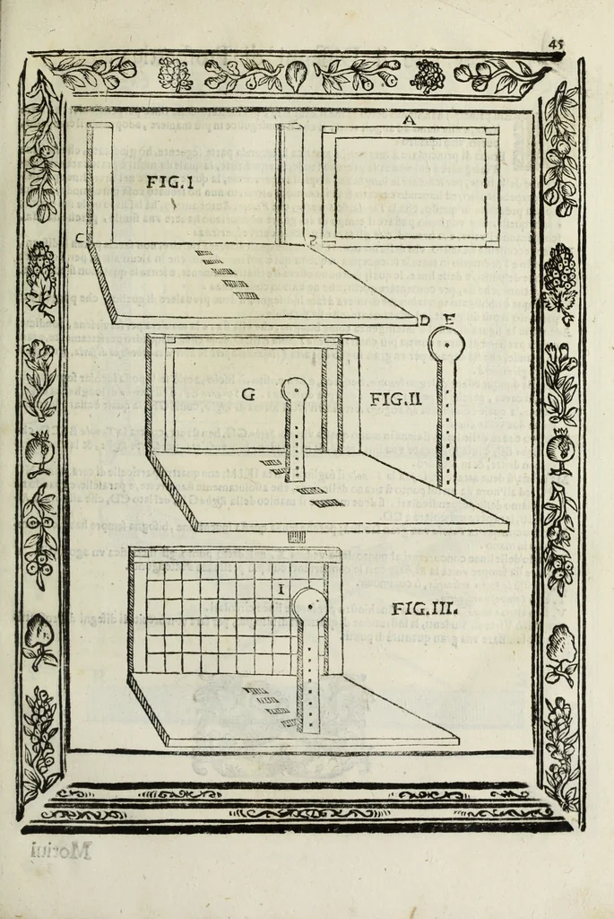 An illustration from Paradossi per pratticare la prospettiua senza saperla, fiori, per facilitare l'intelligenza, frutti, per non operare alla cieca : cognitioni necessarie à pittori, scultori, architetti, ed à qualunque si diletta di disegno, 1683, leaf 56