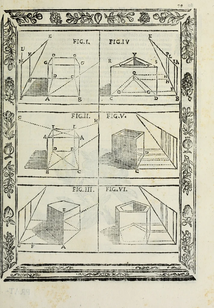 An illustration from Paradossi per pratticare la prospettiua senza saperla, fiori, per facilitare l'intelligenza, frutti, per non operare alla cieca : cognitioni necessarie à pittori, scultori, architetti, ed à qualunque si diletta di disegno, 1683, leaf 90