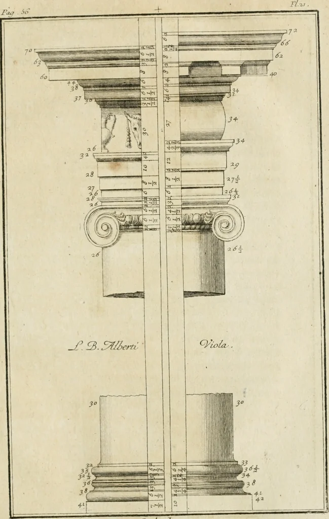 An illustration from Parallele de l'architecture antique avec la moderne : suivant les dix principaux auteurs qui ont écrit sur les cinq ordres, 1766, leaf 114