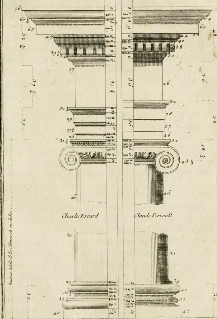 An illustration from Parallele de l'architecture antique avec la moderne : suivant les dix principaux auteurs qui ont écrit sur les cinq ordres, 1766, leaf 120