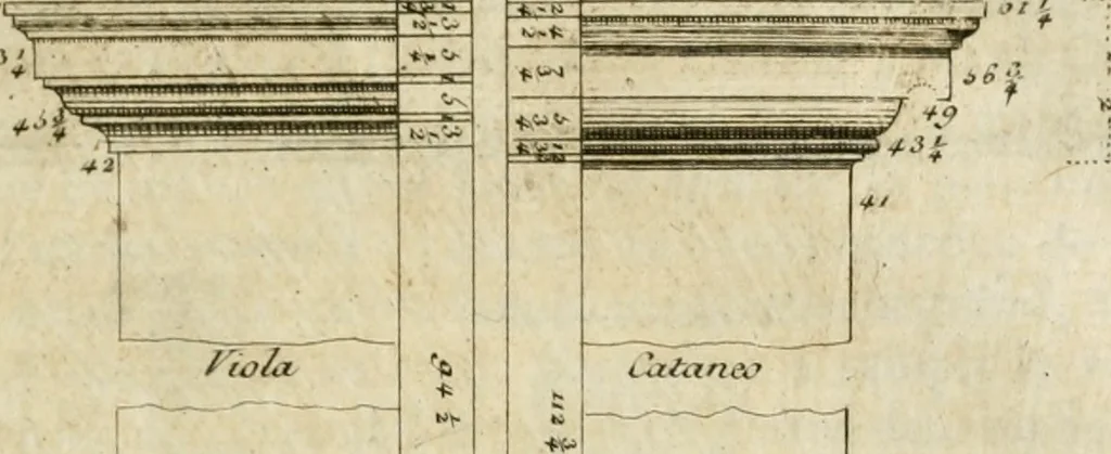 An illustration from Parallele de l'architecture antique avec la moderne : suivant les dix principaux auteurs qui ont écrit sur les cinq ordres, 1766, leaf 136