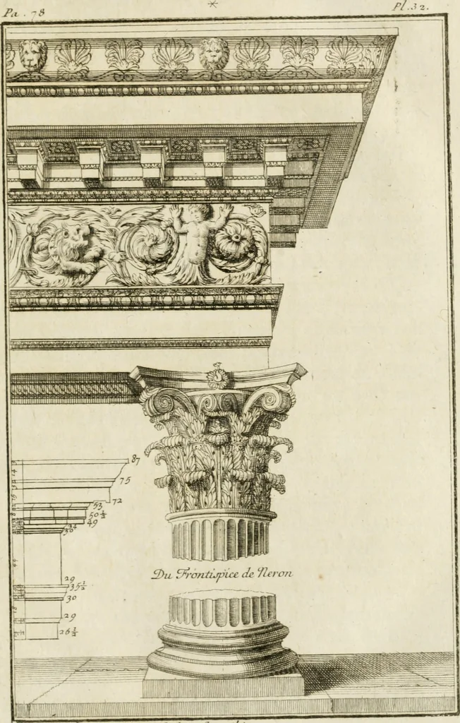 An illustration from Parallele de l'architecture antique avec la moderne : suivant les dix principaux auteurs qui ont écrit sur les cinq ordres, 1766, leaf 150