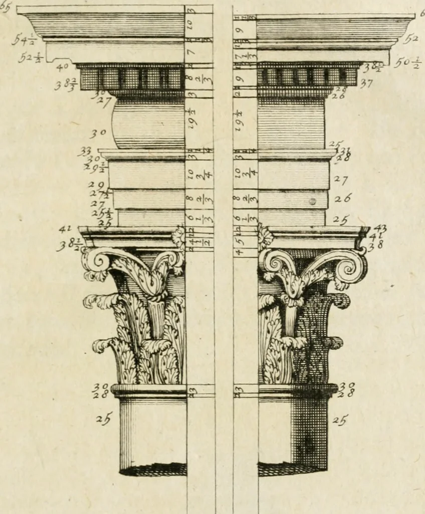 An illustration from Parallele de l'architecture antique avec la moderne : suivant les dix principaux auteurs qui ont écrit sur les cinq ordres, 1766, leaf 162