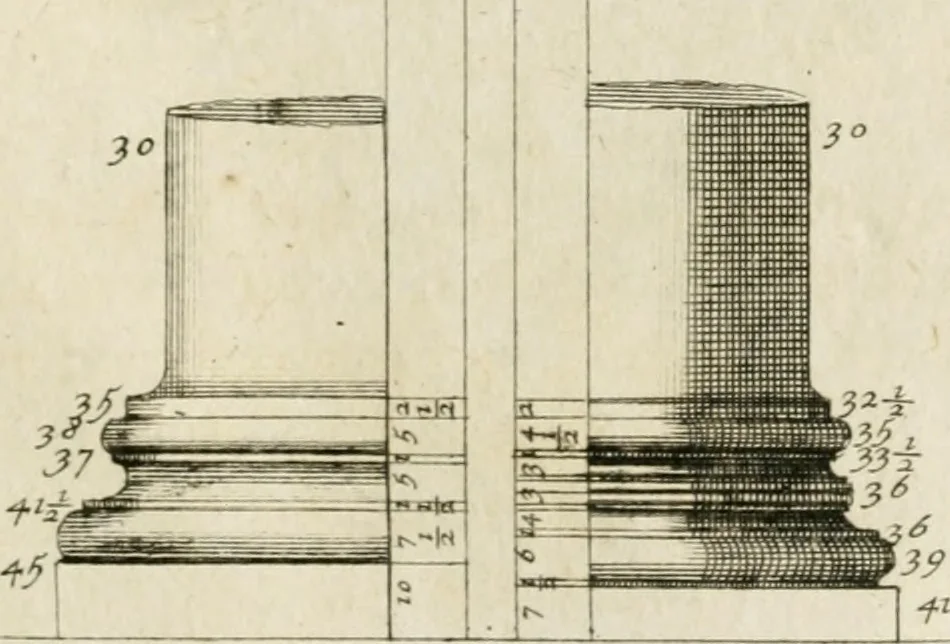 An illustration from Parallele de l'architecture antique avec la moderne : suivant les dix principaux auteurs qui ont écrit sur les cinq ordres, 1766, leaf 162
