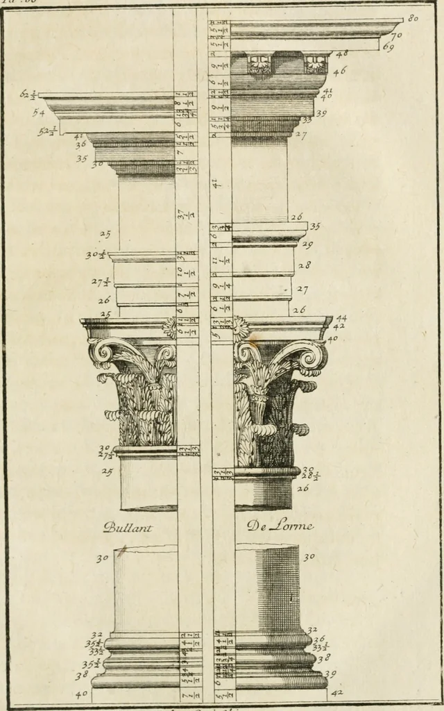 An illustration from Parallele de l'architecture antique avec la moderne : suivant les dix principaux auteurs qui ont écrit sur les cinq ordres, 1766, leaf 170
