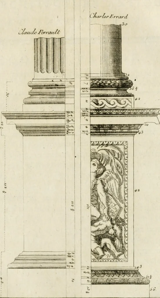 An illustration from Parallele de l'architecture antique avec la moderne : suivant les dix principaux auteurs qui ont écrit sur les cinq ordres, 1766, leaf 182