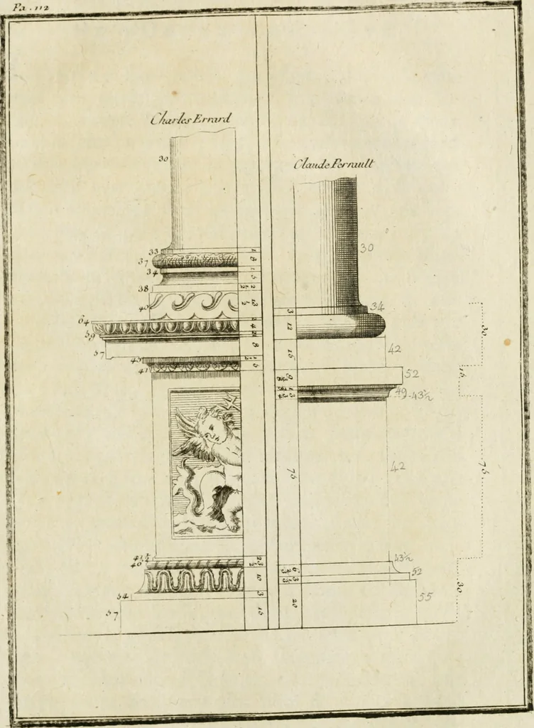 An illustration from Parallele de l'architecture antique avec la moderne : suivant les dix principaux auteurs qui ont écrit sur les cinq ordres, 1766, leaf 210