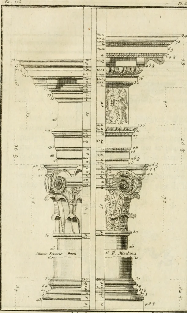 An illustration from Parallele de l'architecture antique avec la moderne : suivant les dix principaux auteurs qui ont écrit sur les cinq ordres, 1766, leaf 227
