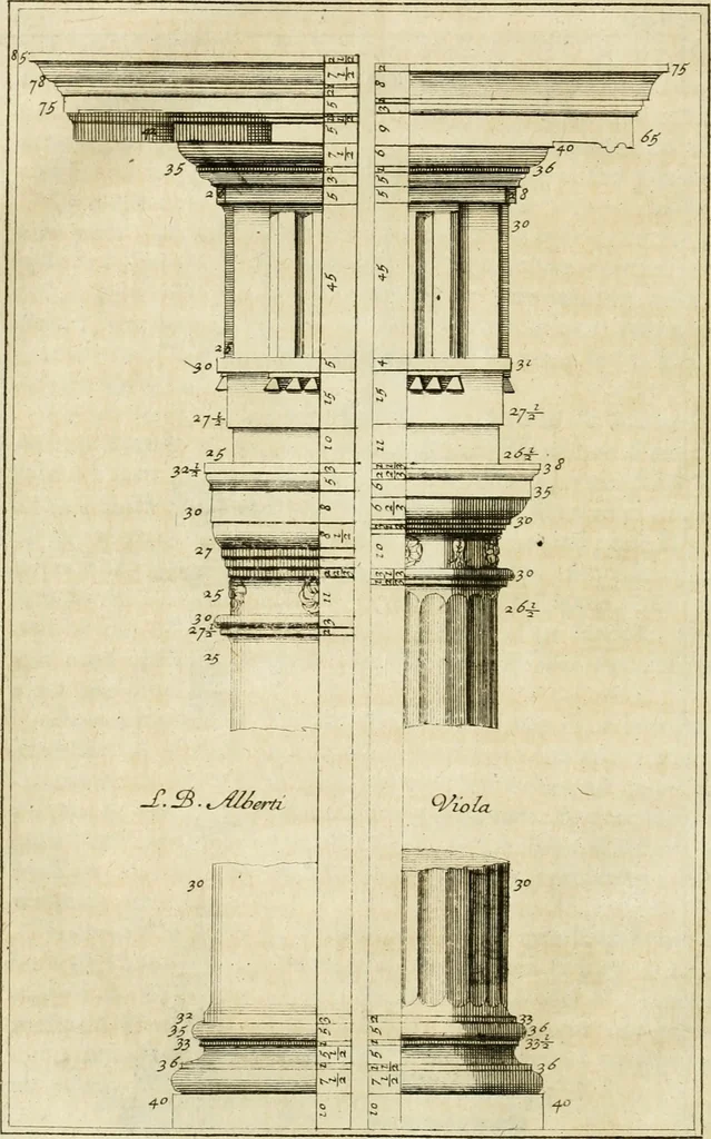 An illustration from Parallele de l'architecture antique avec la moderne : suivant les dix principaux auteurs qui ont écrit sur les cinq ordres, 1766, leaf 73