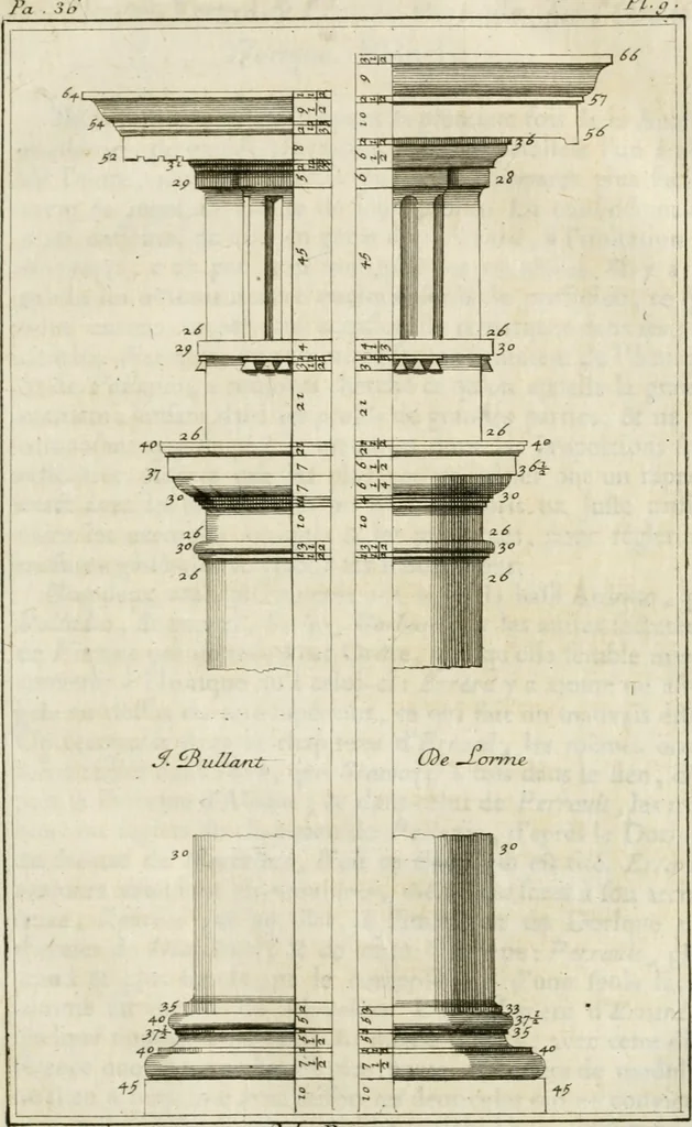An illustration from Parallele de l'architecture antique avec la moderne : suivant les dix principaux auteurs qui ont écrit sur les cinq ordres, 1766, leaf 76
