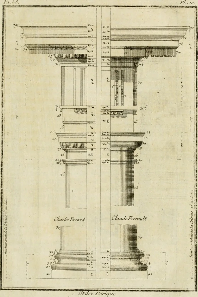 An illustration from Parallele de l'architecture antique avec la moderne : suivant les dix principaux auteurs qui ont écrit sur les cinq ordres, 1766, leaf 80