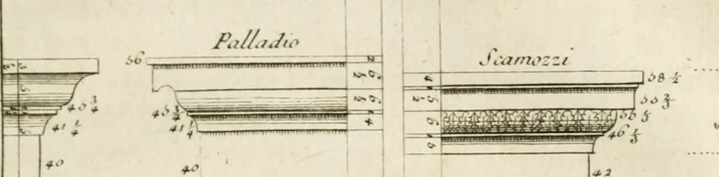 An illustration from Parallele de l'architecture antique avec la moderne : suivant les dix principaux auteurs qui ont écrit sur les cinq ordres, 1766, leaf 84