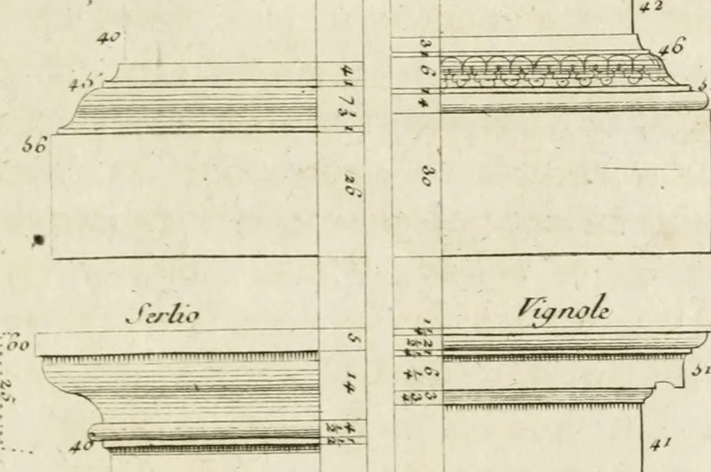An illustration from Parallele de l'architecture antique avec la moderne : suivant les dix principaux auteurs qui ont écrit sur les cinq ordres, 1766, leaf 84