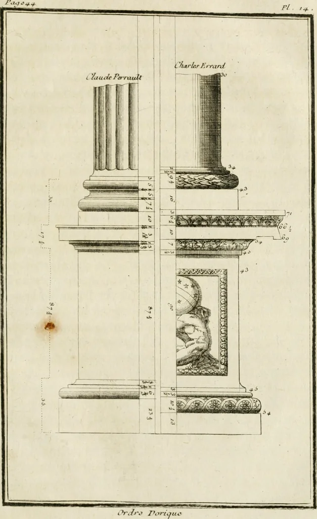 An illustration from Parallele de l'architecture antique avec la moderne : suivant les dix principaux auteurs qui ont écrit sur les cinq ordres, 1766, leaf 92