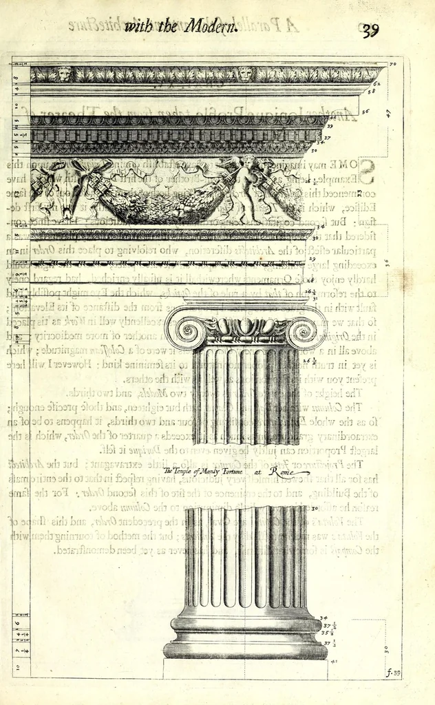An illustration from A parallel of the antient architecture with the modern : in a collection of ten principal authors who have written upon the five orders ..., 1664, leaf 67
