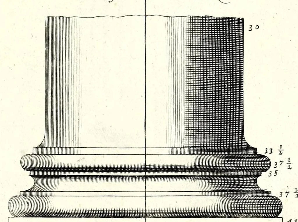An illustration from A parallel of the antient architecture with the modern : in a collection of ten principal authors who have written upon the five orders ..., 1664, leaf 69