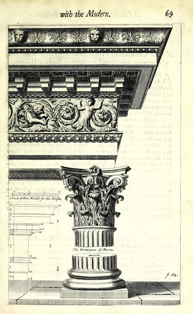 An illustration from A parallel of the antient architecture with the modern : in a collection of ten principal authors who have written upon the five orders ..., 1664, leaf 97