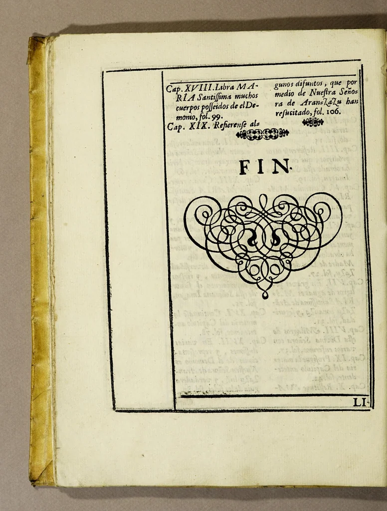 An illustration from Paranympho celeste : historia de la mystica zarza, milagrosa imagen, y prodigioso santuario de Aranzazu de religiosos observantes de N. seraphico padre San Francisco en la provincia de Guypuzcoa de la region de Cantabria,, 1686, leaf 42