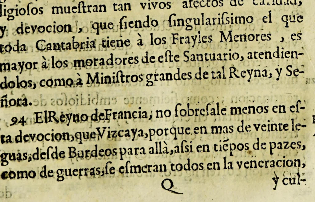An illustration from Paranynfo celeste : historia de la mystica zarza, milagrosa imagen, y prodigioso santuario de Aranzazu, de religiosos observantes de nuetro [sic] serafico padre San Francisco en la provincia de Guipuzcoa, de la region de Cantabria,, 1690, leaf 221