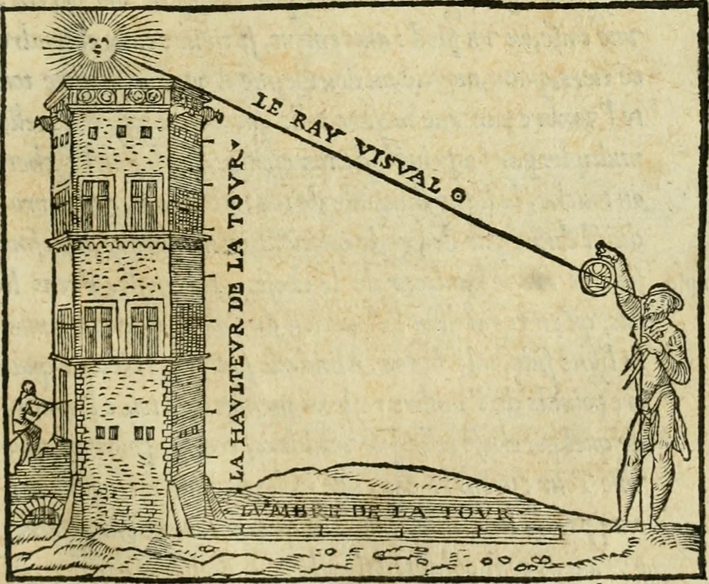 An illustration from Paraphrase de l'astrolabe, contenant Les principes de geometrie. La sphere. L'astrolabe, ou, declaration des choses celestes. Le miroir du monde, ou, exposition des parties de la terre, 1546, leaf 134