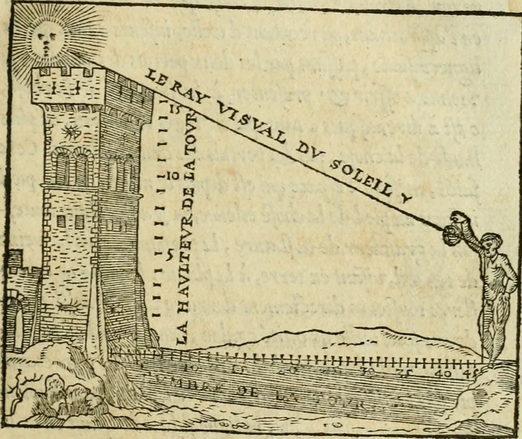 An illustration from Paraphrase de l'astrolabe, contenant Les principes de geometrie. La sphere. L'astrolabe, ou, declaration des choses celestes. Le miroir du monde, ou, exposition des parties de la terre, 1546, leaf 136