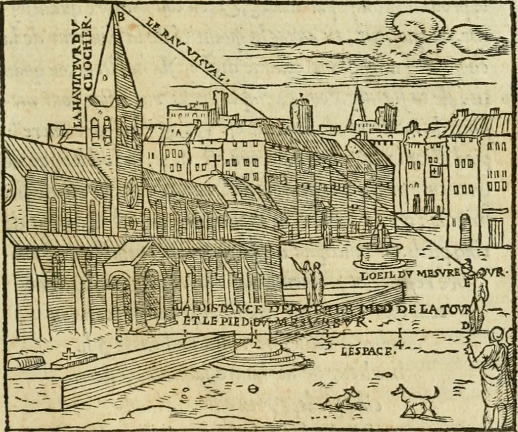 An illustration from Paraphrase de l'astrolabe, contenant Les principes de geometrie. La sphere. L'astrolabe, ou, declaration des choses celestes. Le miroir du monde, ou, exposition des parties de la terre, 1546, leaf 140