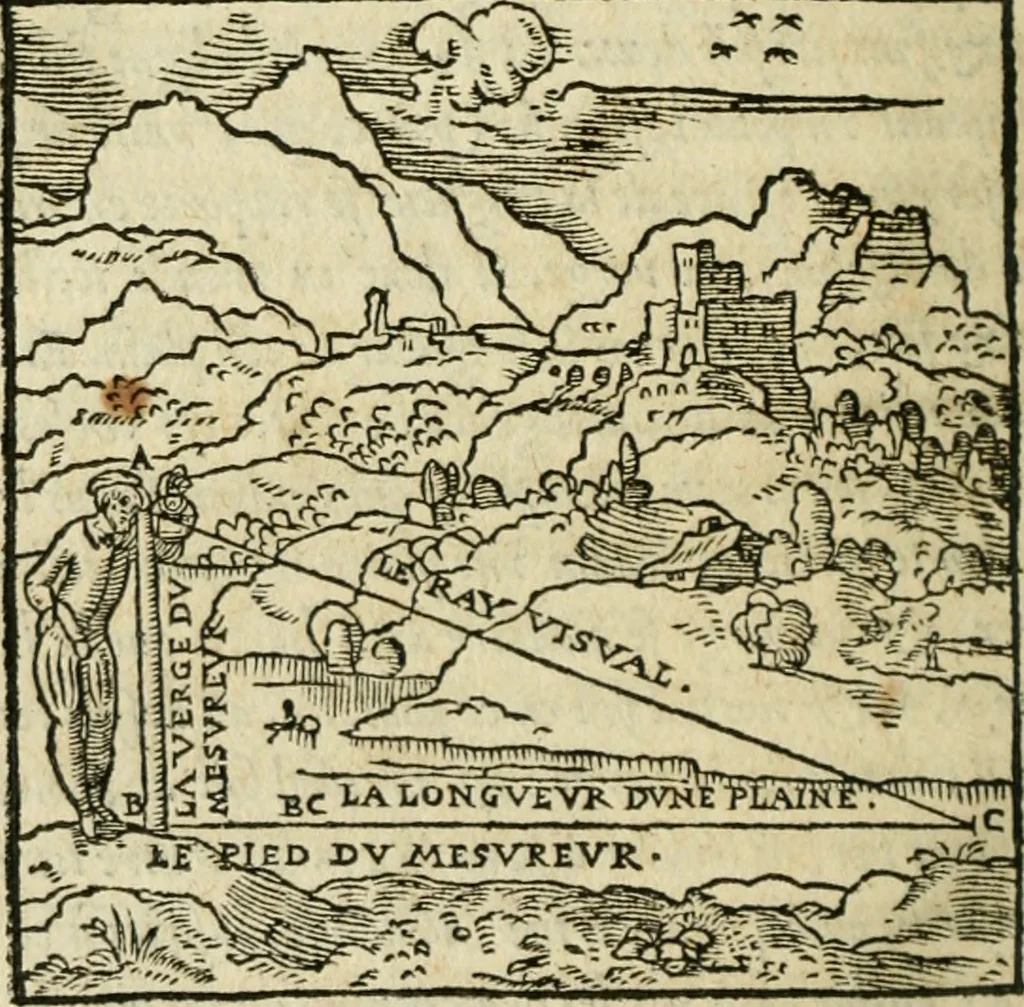 An illustration from Paraphrase de l'astrolabe, contenant Les principes de geometrie. La sphere. L'astrolabe, ou, declaration des choses celestes. Le miroir du monde, ou, exposition des parties de la terre, 1546, leaf 157