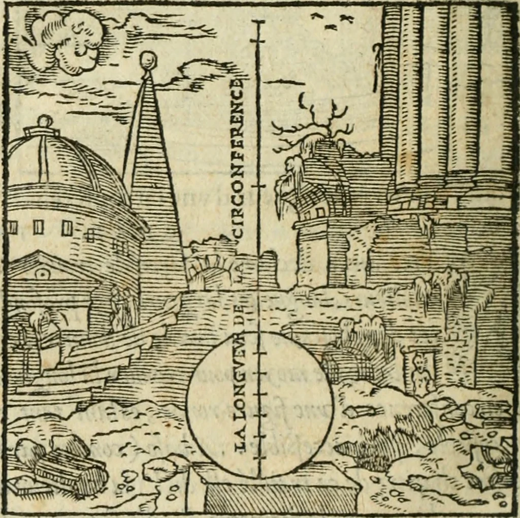 An illustration from Paraphrase de l'astrolabe, contenant Les principes de geometrie. La sphere. L'astrolabe, ou, declaration des choses celestes. Le miroir du monde, ou, exposition des parties de la terre, 1546, leaf 165