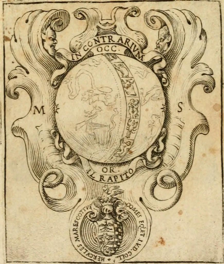 An illustration from Parere di Hercole Mariscotti patricio bolognese : se i concetti favolosi si debbano ammettere ne i corpi dell'imprese : problemma proposto nell' Academia de' Gelati all'istessa illustrissima Academia, 1613, leaf 4