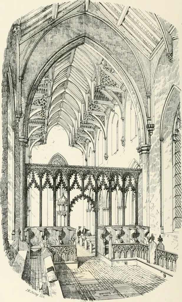 An illustration from Parish churches; being perspective views of English ecclesiastical structures: accompanied by plans drawn to a uniform scale, and letter-press descriptions, 1851, leaf 107