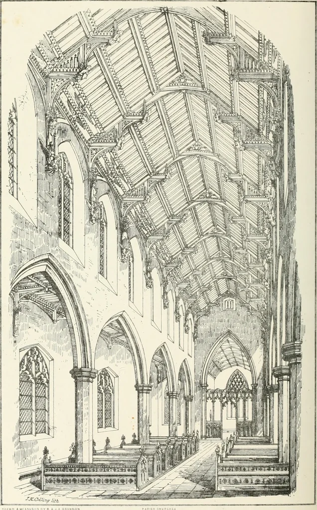 An illustration from Parish churches; being perspective views of English ecclesiastical structures: accompanied by plans drawn to a uniform scale, and letter-press descriptions, 1851, leaf 175