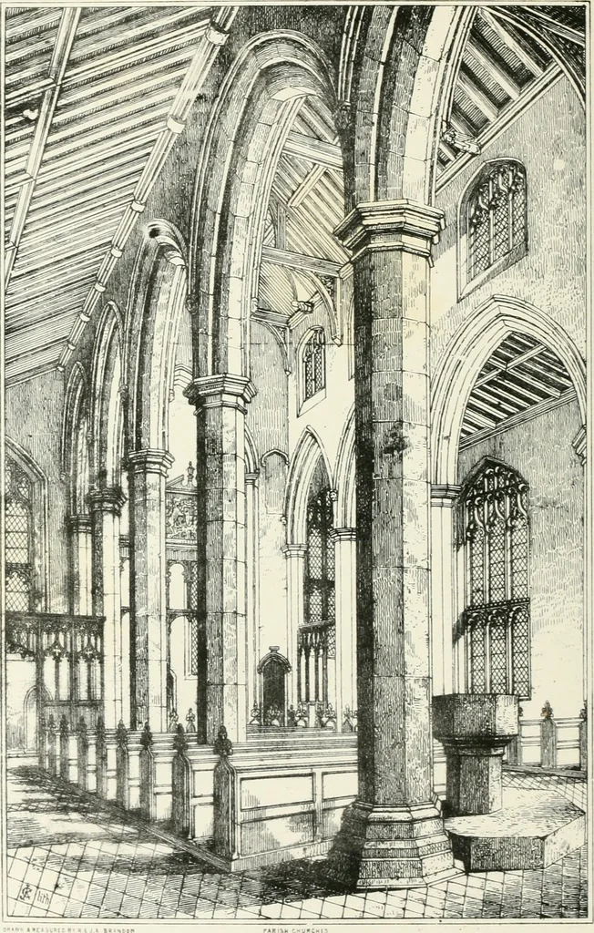 An illustration from Parish churches; being perspective views of English ecclesiastical structures: accompanied by plans drawn to a uniform scale, and letter-press descriptions, 1851, leaf 143