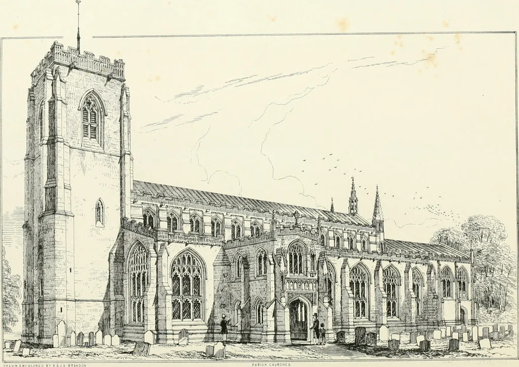An illustration from Parish churches; being perspective views of English ecclesiastical structures: accompanied by plans drawn to a uniform scale, and letter-press descriptions, 1851, leaf 167