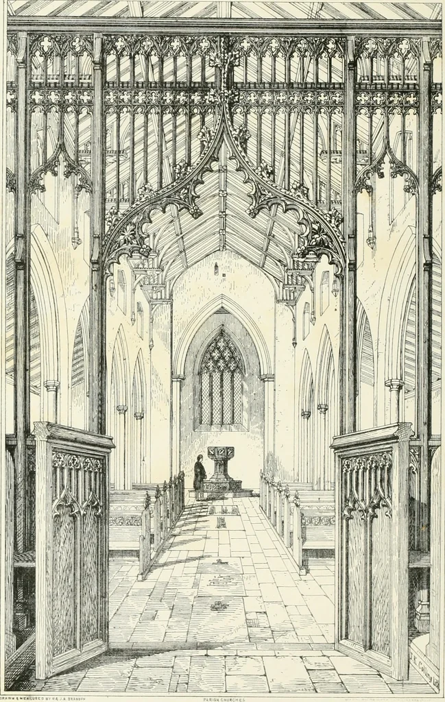 An illustration from Parish churches; being perspective views of English ecclesiastical structures: accompanied by plans drawn to a uniform scale, and letter-press descriptions, 1851, leaf 217