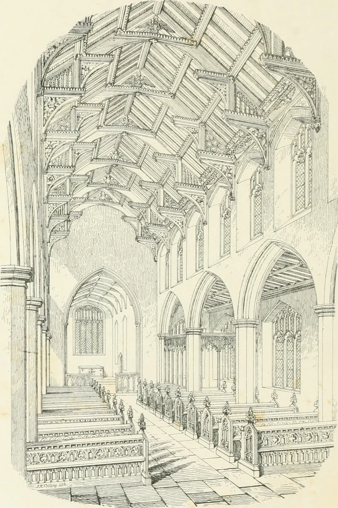 An illustration from Parish churches; being perspective views of English ecclesiastical structures: accompanied by plans drawn to a uniform scale, and letter-press descriptions, 1851, leaf 235