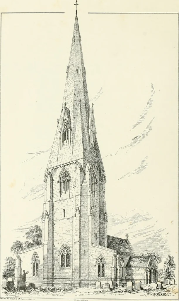 An illustration from Parish churches; being perspective views of English ecclesiastical structures: accompanied by plans drawn to a uniform scale, and letter-press descriptions, 1851, leaf 53