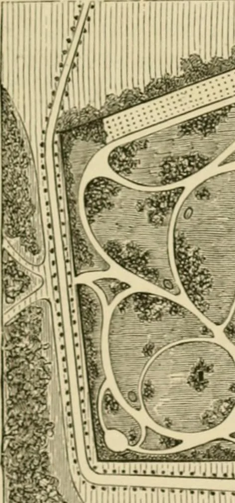 An illustration from The parks and gardens of Paris, considered in relation to the wants of other cities and of the public and private gardens; being notes on a study of Paris gardens, 1878, leaf 104