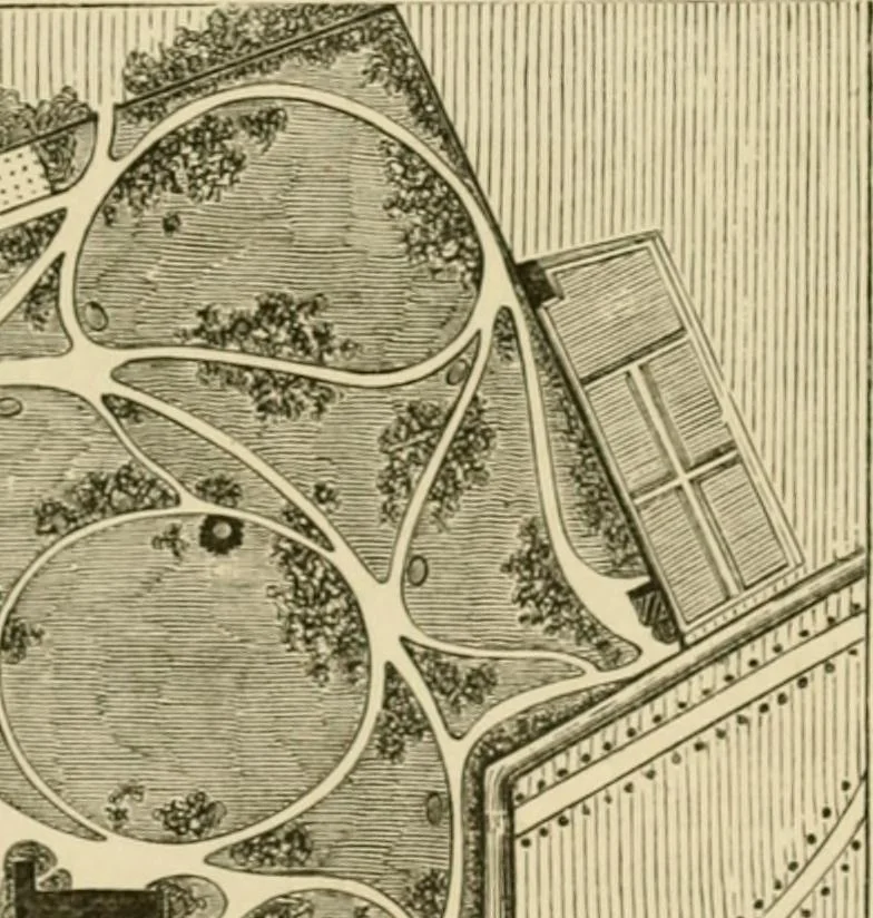 An illustration from The parks and gardens of Paris, considered in relation to the wants of other cities and of the public and private gardens; being notes on a study of Paris gardens, 1878, leaf 104