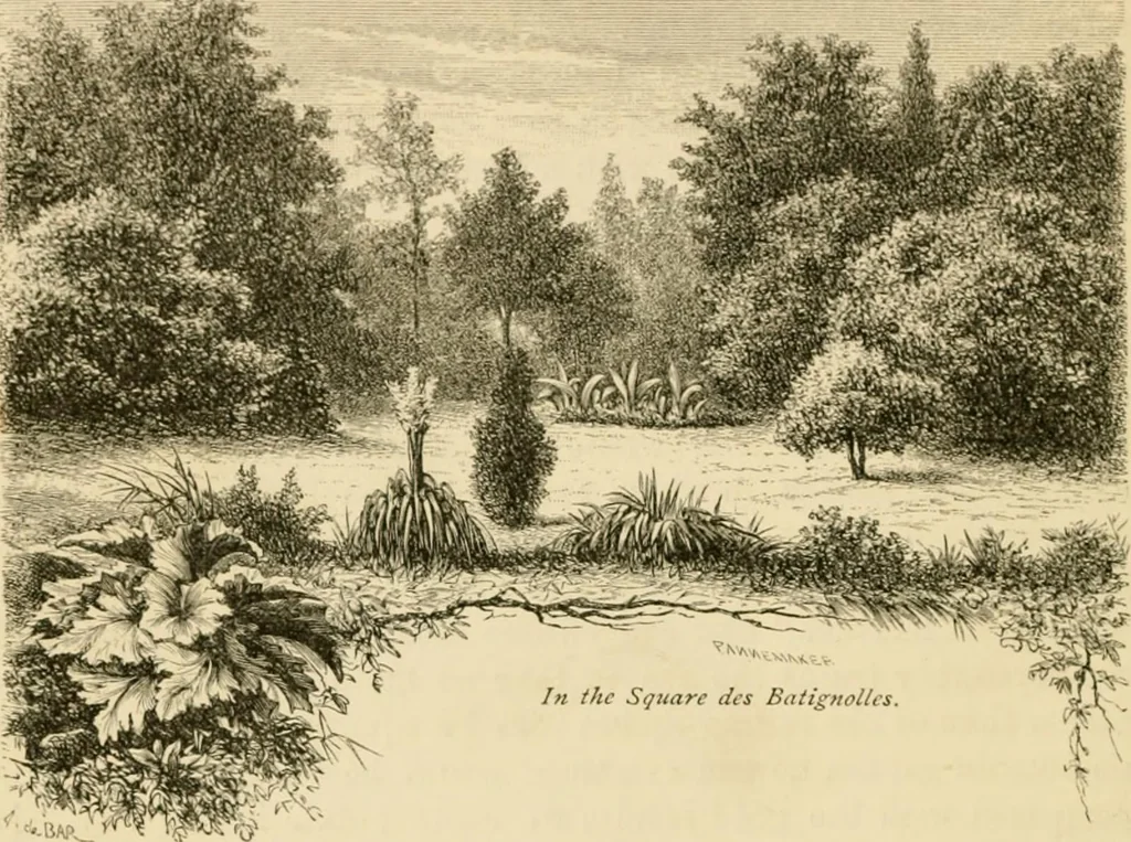 An illustration from The parks and gardens of Paris, considered in relation to the wants of other cities and of the public and private gardens; being notes on a study of Paris gardens, 1878, leaf 143
