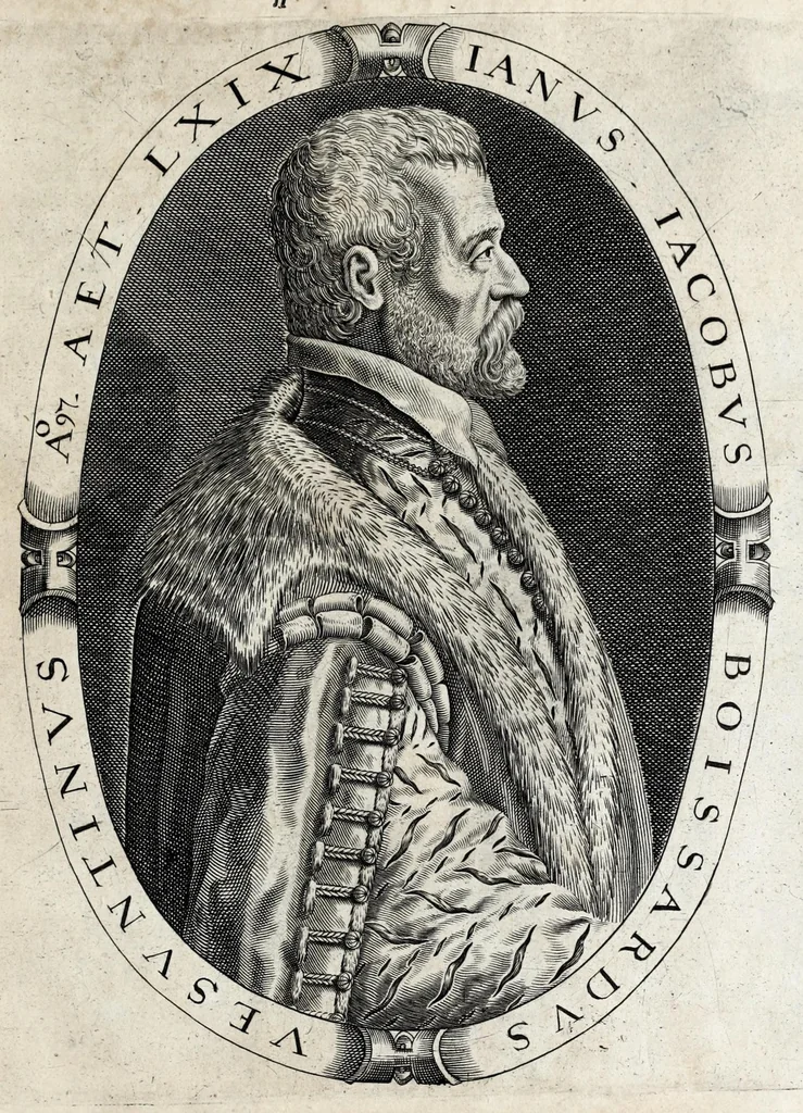 An illustration from Parnassus biceps : in cujus priore jugo musarum deorumque praesidum Hippocrenes : in altero deorum fatidicorum phoebadum, et vatum illustriorum qui priscis seculis oraculis, & praedictionibus claruerunt imagines proponuntur, & distichis latinis explicantur, 1627, leaf 29