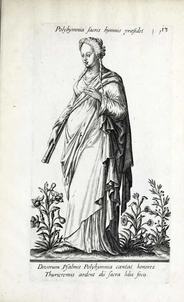 An illustration from Parnassus biceps : in cujus priore jugo musarum deorumque praesidum Hippocrenes : in altero deorum fatidicorum phoebadum, et vatum illustriorum qui priscis seculis oraculis, & praedictionibus claruerunt imagines proponuntur, & distichis latinis explicantur, 1627, leaf 61