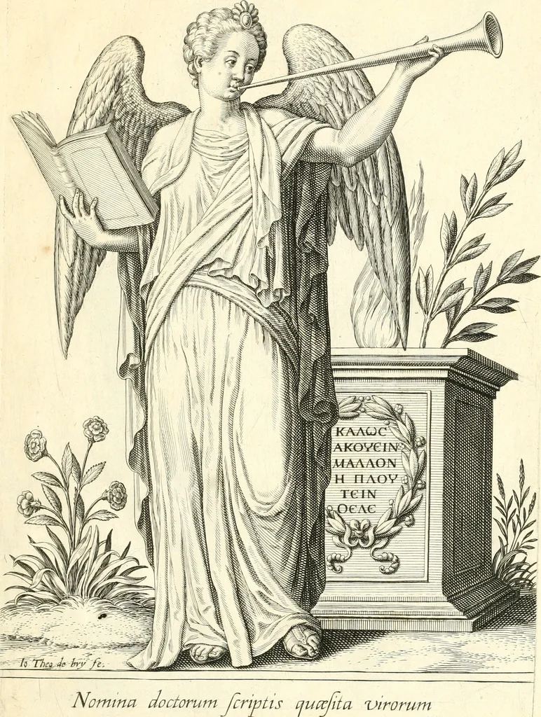 An illustration from Parnassvs cum imaginibus mvsarvm deorumq[ue] praesidum Hippocrenes : omnia depicta sunt, & distichis latinis illustrata, 1601, leaf 26