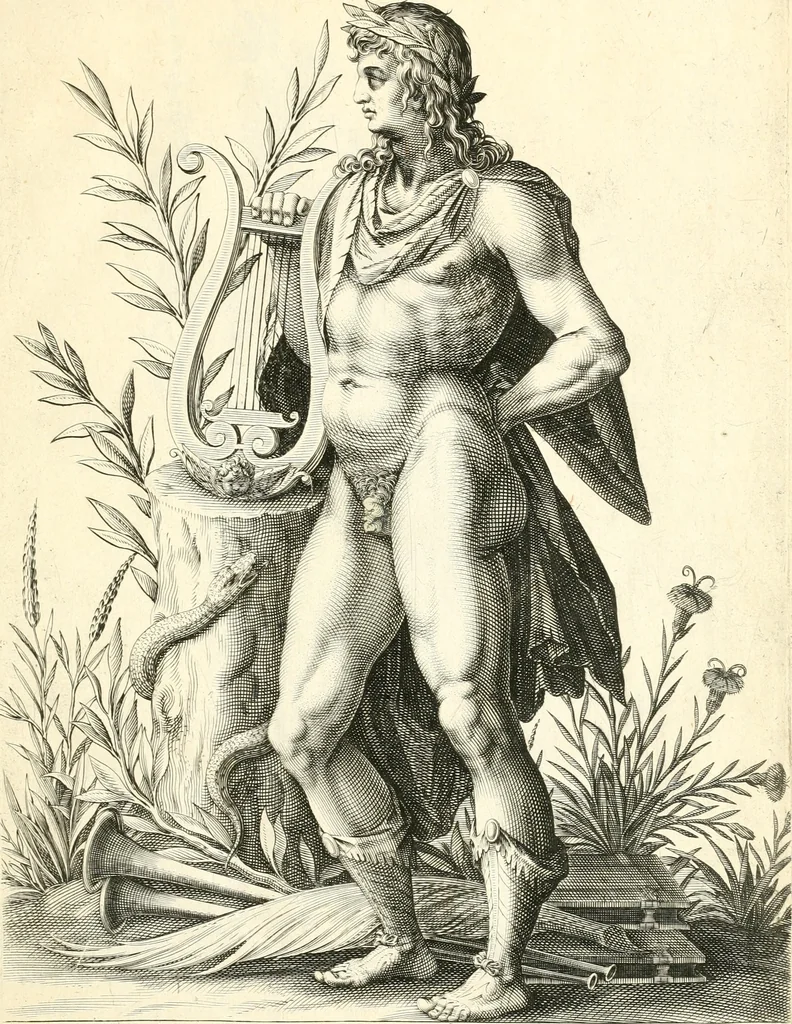 An illustration from Parnassvs cum imaginibus mvsarvm deorumq[ue] praesidum Hippocrenes : omnia depicta sunt, & distichis latinis illustrata, 1601, leaf 34