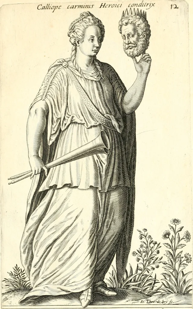 An illustration from Parnassvs cum imaginibus mvsarvm deorumq[ue] praesidum Hippocrenes : omnia depicta sunt, & distichis latinis illustrata, 1601, leaf 48