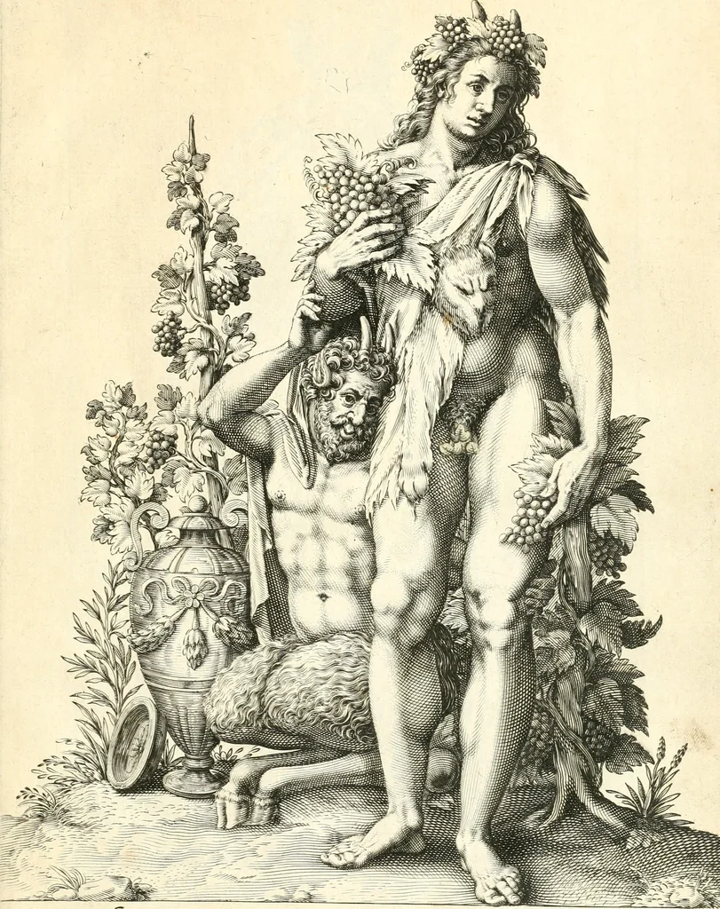 An illustration from Parnassvs cum imaginibus mvsarvm deorumq[ue] praesidum Hippocrenes : omnia depicta sunt, & distichis latinis illustrata, 1601, leaf 58