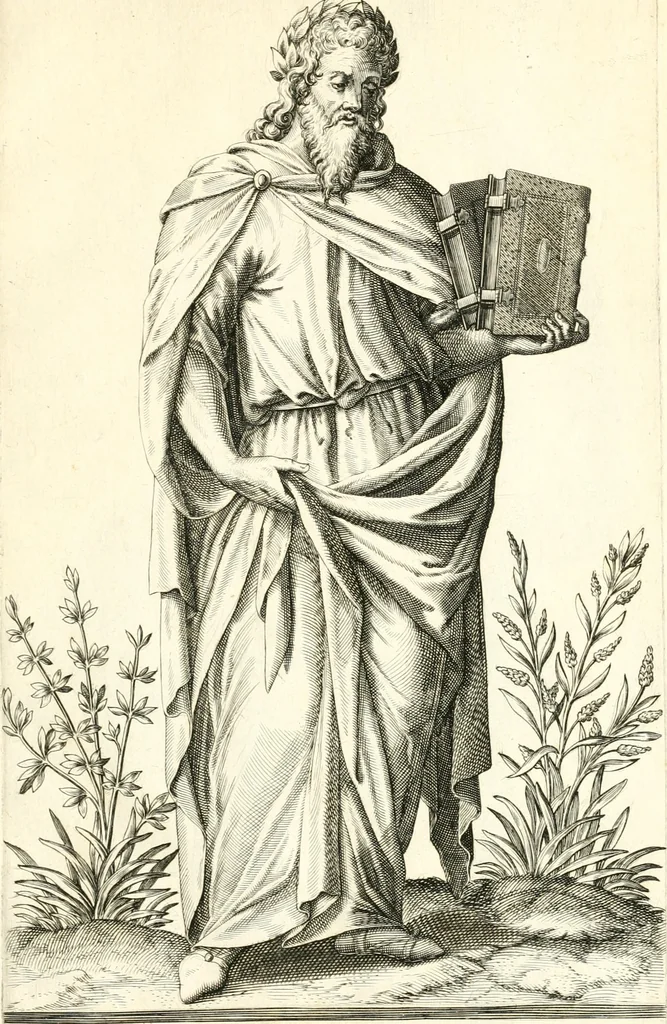 An illustration from Parnassvs cum imaginibus mvsarvm deorumq[ue] praesidum Hippocrenes : omnia depicta sunt, & distichis latinis illustrata, 1601, leaf 62