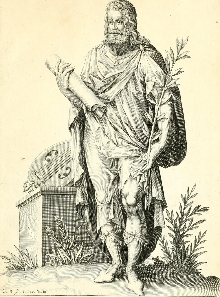 An illustration from Parnassvs cum imaginibus mvsarvm deorumq[ue] praesidum Hippocrenes : omnia depicta sunt, & distichis latinis illustrata, 1601, leaf 64