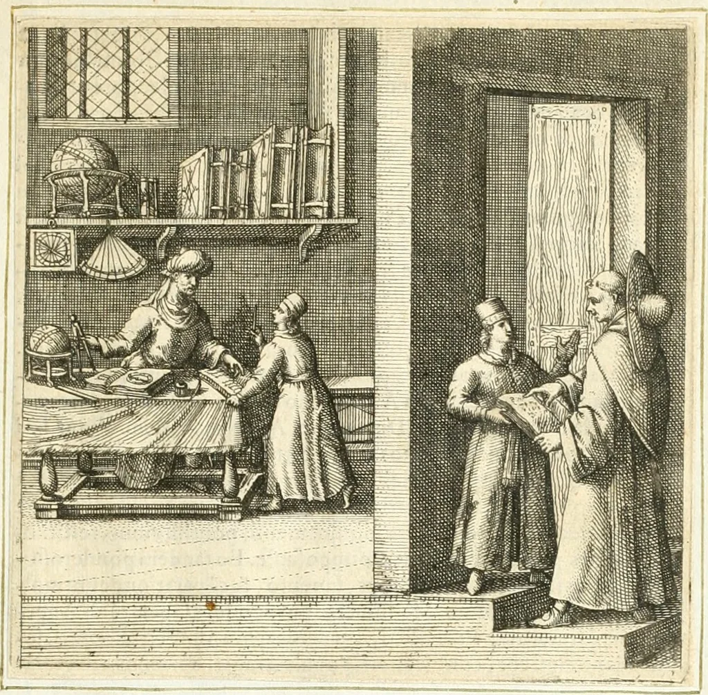 An illustration from Parnassvs cum imaginibus mvsarvm deorumq[ue] praesidum Hippocrenes : omnia depicta sunt, & distichis latinis illustrata, 1601, leaf 76