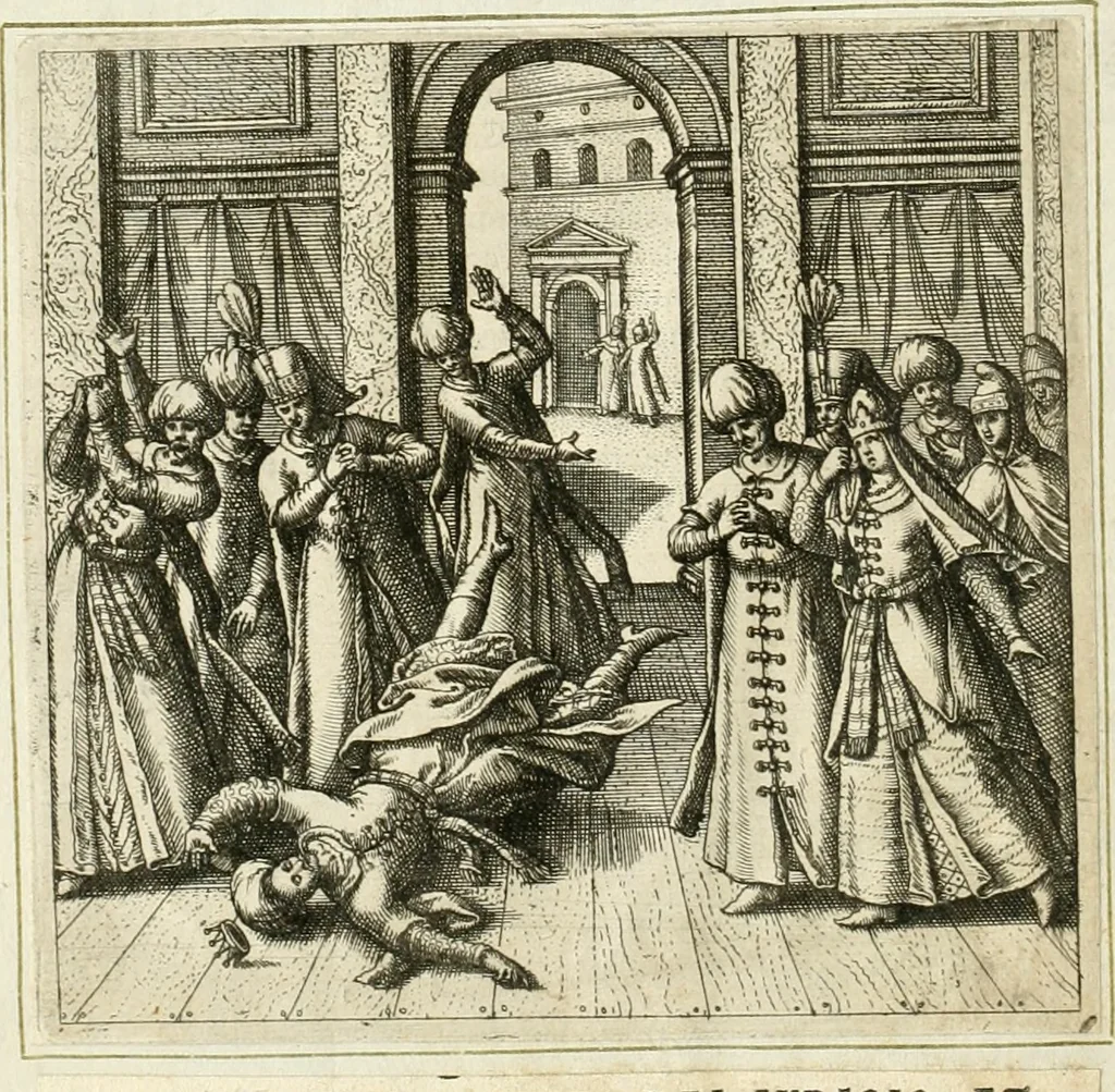 An illustration from Parnassvs cum imaginibus mvsarvm deorumq[ue] praesidum Hippocrenes : omnia depicta sunt, & distichis latinis illustrata, 1601, leaf 77